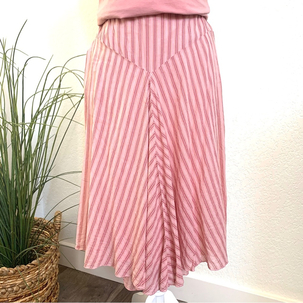 Ella Moss Boho pink white red striped midi skirt size 4